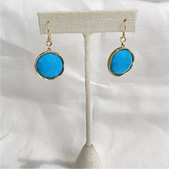 Irene Neuwirth Large Turquoise And Diamond Drop Earrings In 18k Gold - Picture 8 of 16